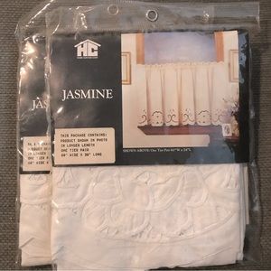 Cafe Curtains. Two Packages. White. 60” x 36”. 100% Cotton. New in Package.